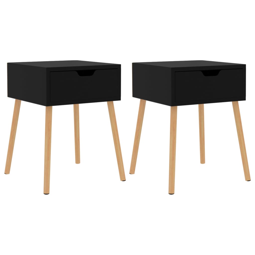 Bedside Cabinets 2 pcs Black 40x40x56 cm Engineered Wood