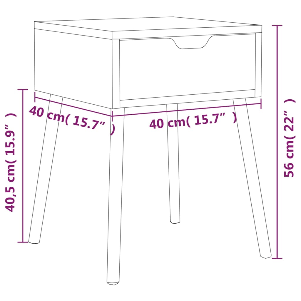 Bedside Cabinets 2 pcs High Gloss White 40x40x56 cm Engineered Wood