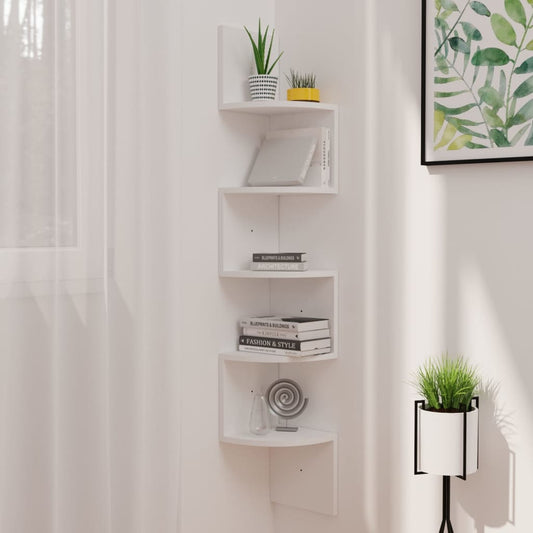 Wall Corner Shelf White 19x19x123 cm Engineered Wood