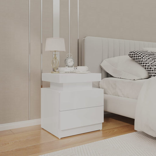 Bedside Cabinet High Gloss White 45x35x52 cm Engineered Wood