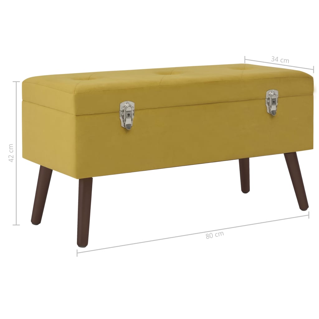 Bench with Storage Compartment Mustard Yellow 80 cm Velvet