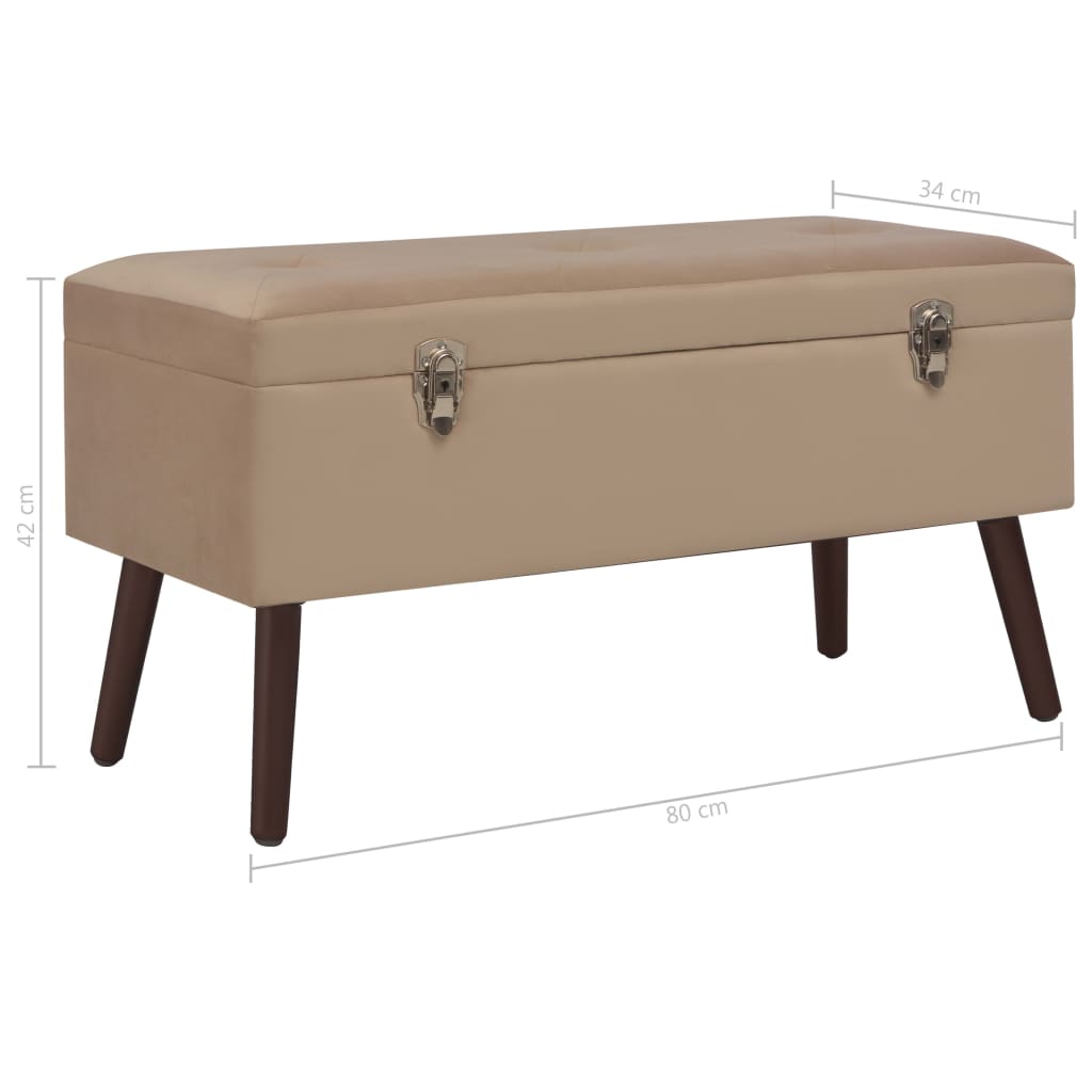 Bench with Storage Compartment Beige 80 cm Velvet