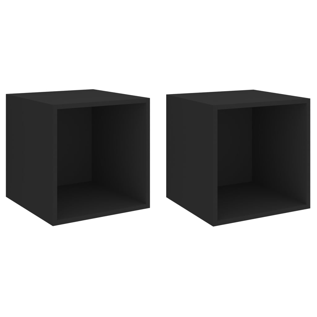 Wall Cabinets 2 pcs Black 37x37x37 cm Engineered Wood