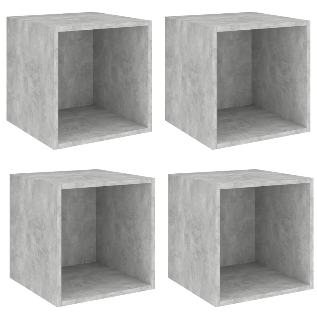 Wall Cabinets 4 pcs Concrete Grey 37x37x37 cm Engineered Wood