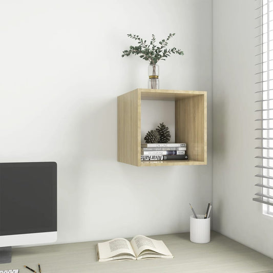 Wall Cabinet White and Sonoma Oak 37x37x37 cm Engineered Wood