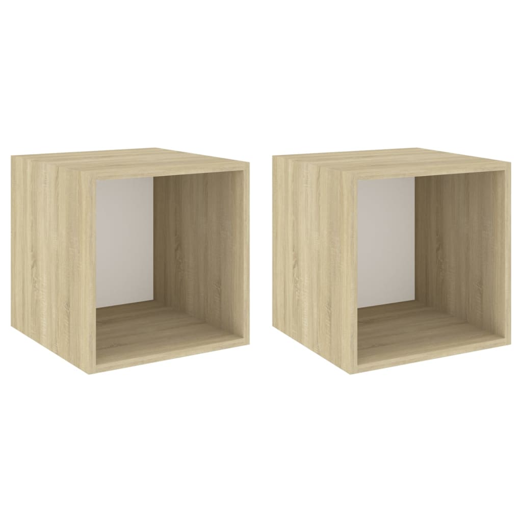 Wall Cabinets 2 pcs White and Sonoma Oak 37x37x37 cm Engineered Wood