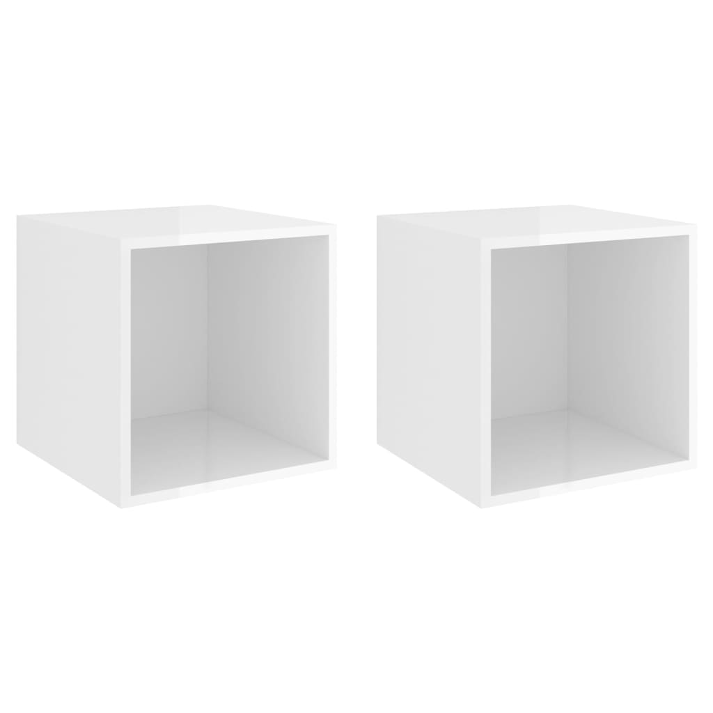 Wall Cabinets 2 pcs High Gloss White 37x37x37 cm Engineered Wood