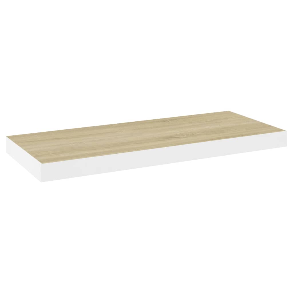 Floating Wall Shelves 2 pcs Oak and White 60x23.5x3.8 cm MDF