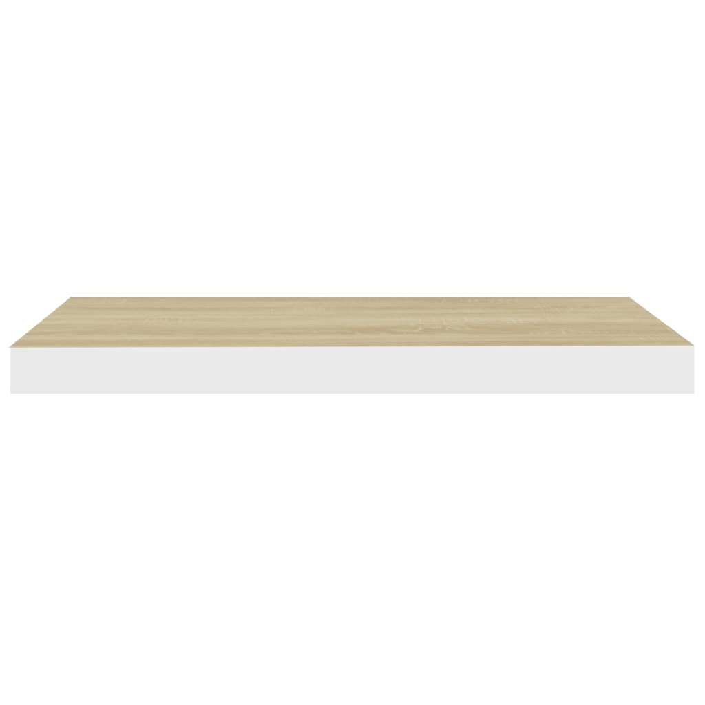 Floating Wall Shelves 2 pcs Oak and White 60x23.5x3.8 cm MDF