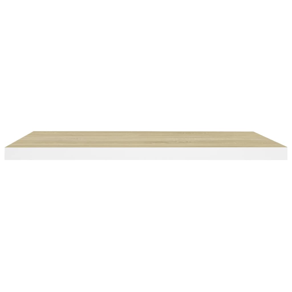 Floating Wall Shelves 2 pcs Oak and White 80x23.5x3.8 cm MDF