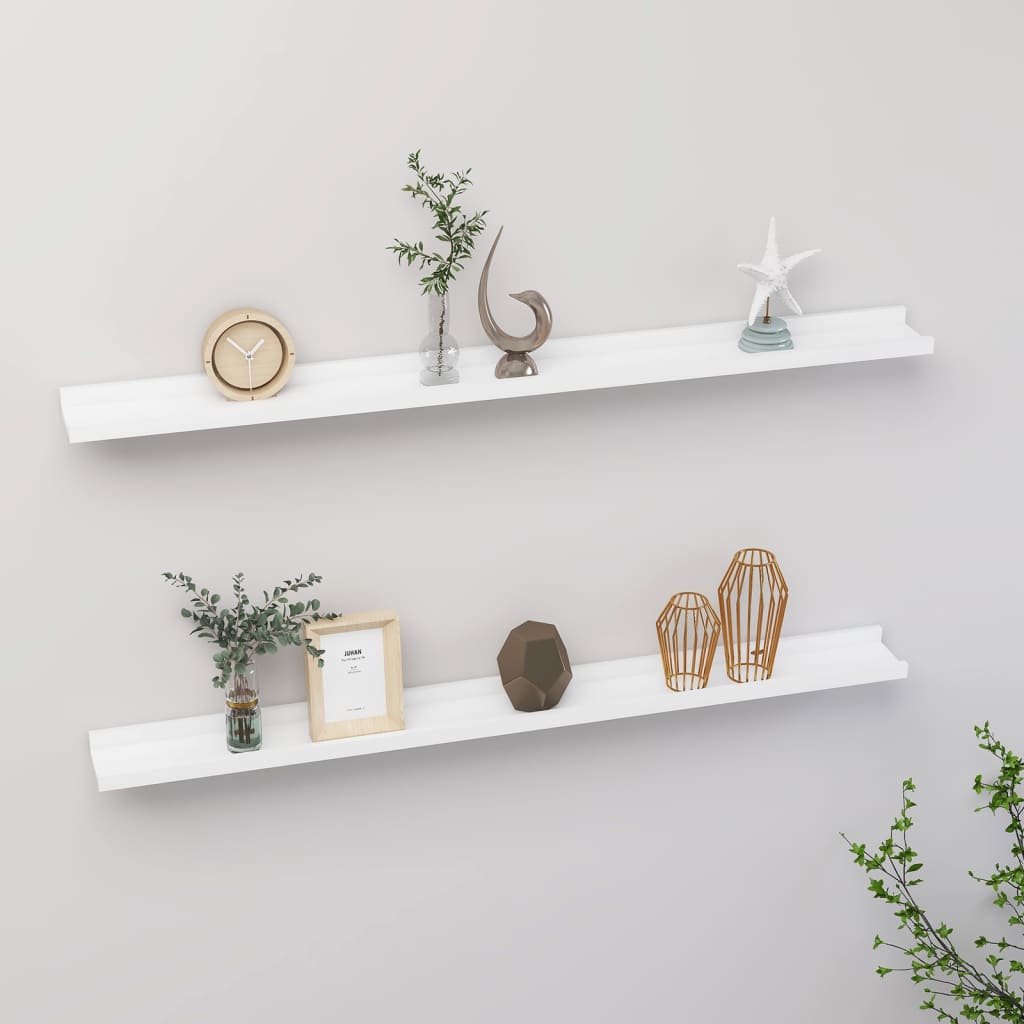 Wall Shelves 2 pcs White 100x9x3 cm