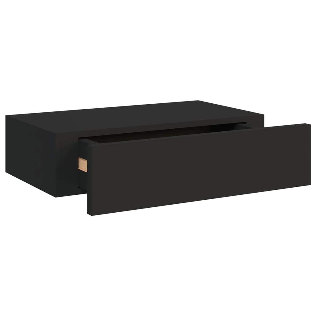 Wall-mounted Drawer Shelf Black 40x23.5x10cm MDF