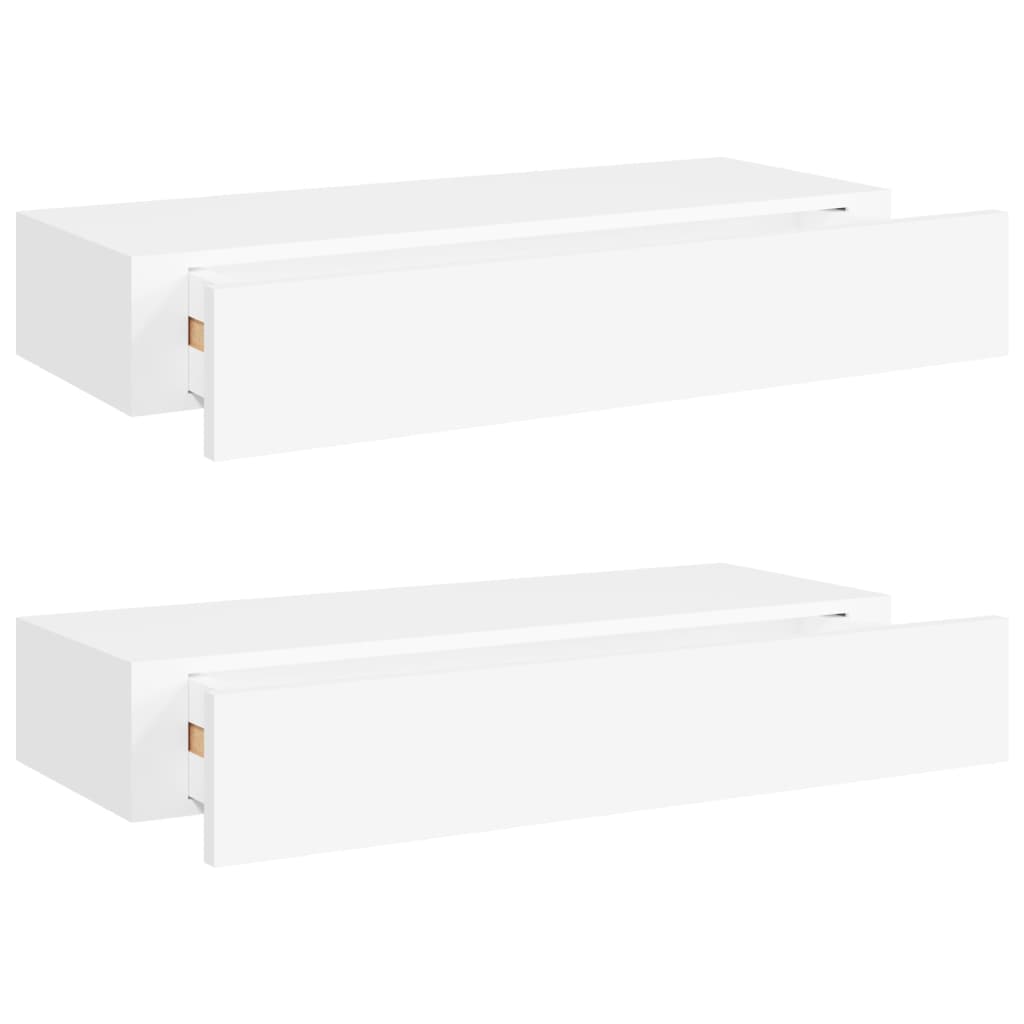 Wall-mounted Drawer Shelves 2 pcs White 60x23.5x10cm MDF