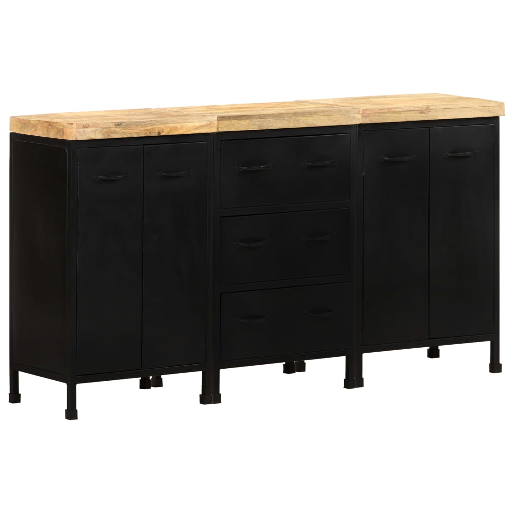 Sideboard with 3 Drawers and 4 Doors Rough Mango Wood