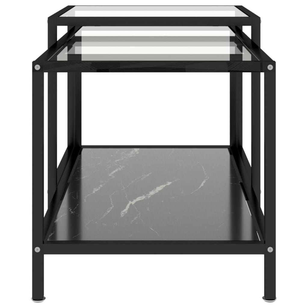 Tea Tables 2 pcs Tempered Glass Black