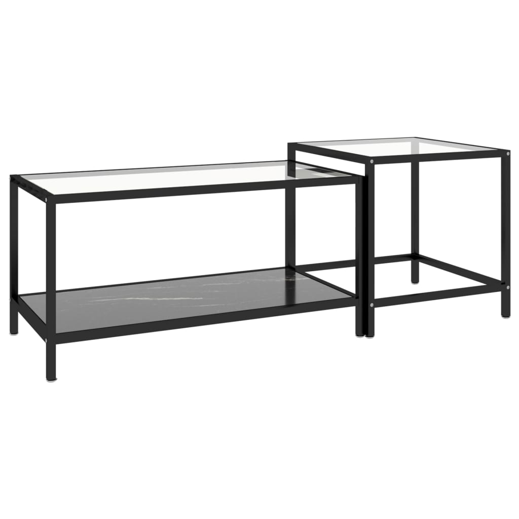 Tea Tables 2 pcs Tempered Glass Black