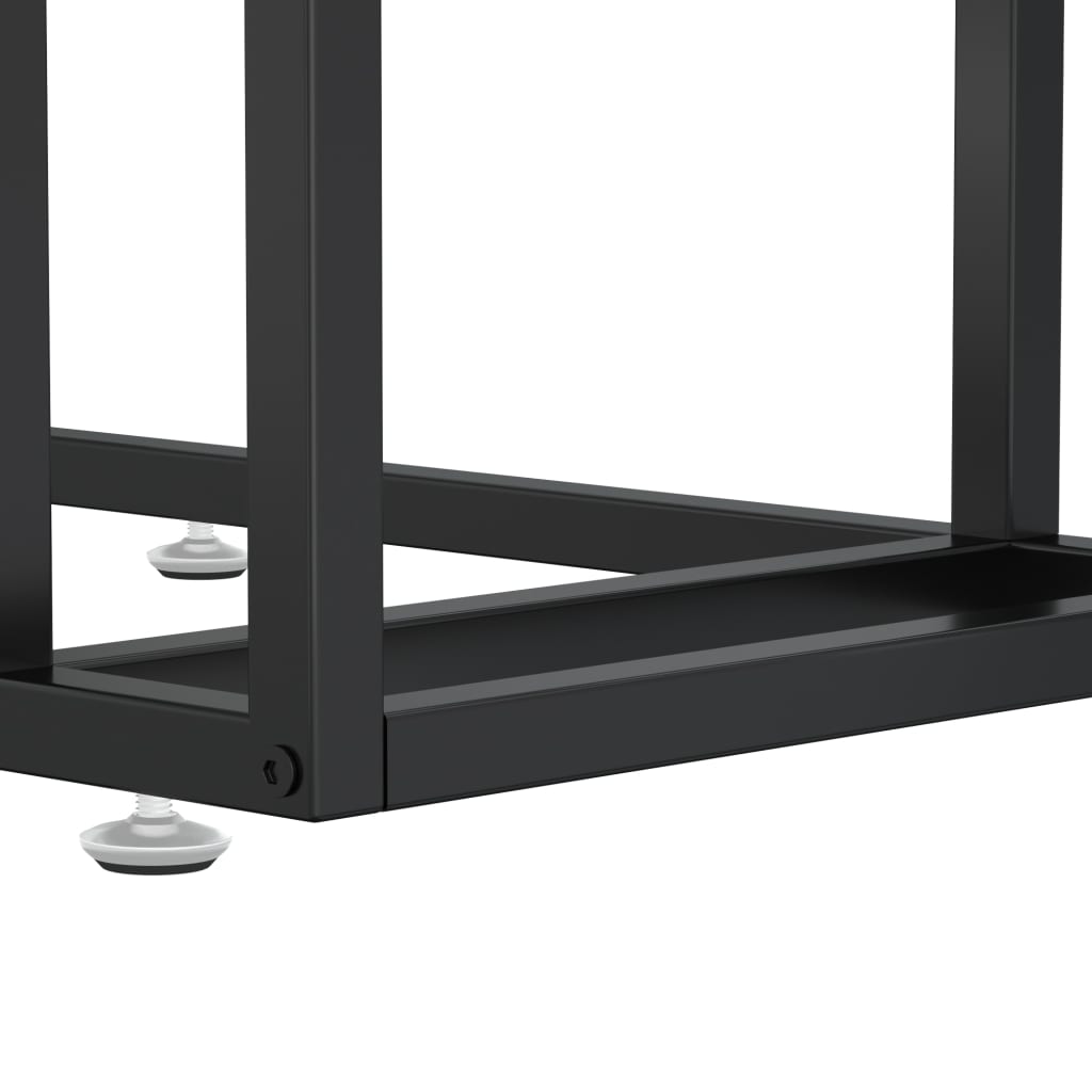 Computer Side Table Black 50x35x65 cm Tempered Glass