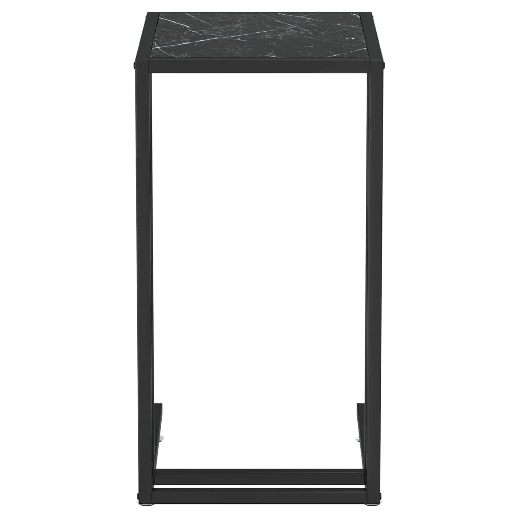 Computer Side Table Black Marble 50x35x65 cm Tempered Glass