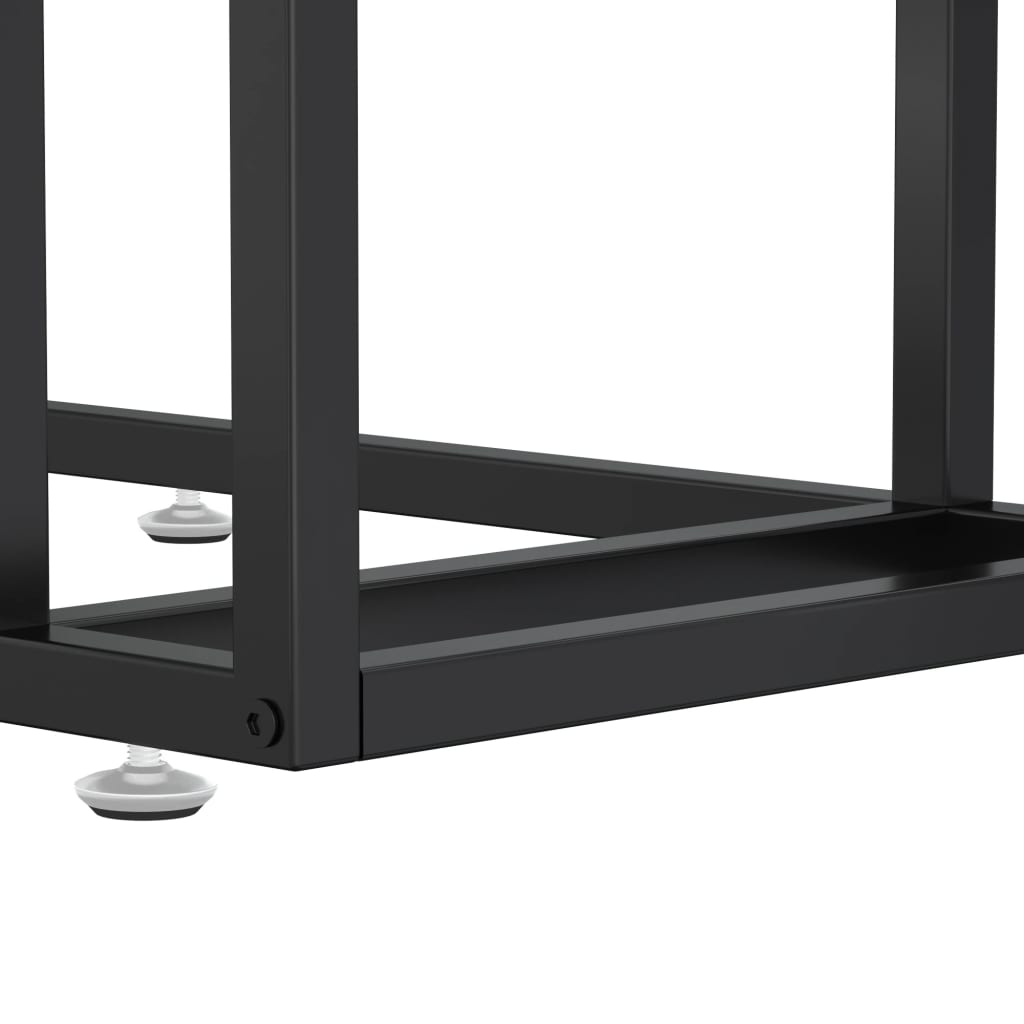 Computer Side Table Black Marble 50x35x65 cm Tempered Glass