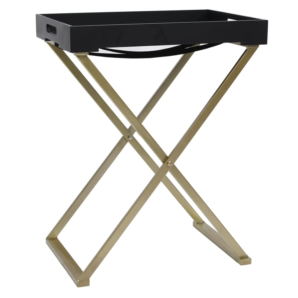 Folding Table Gold and Black 48x34x61 cm MDF