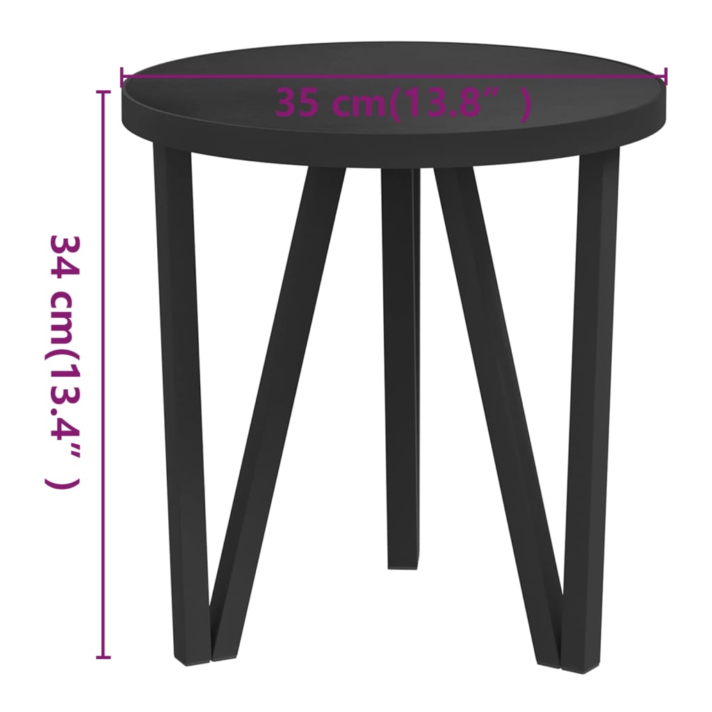 Tea Table Black Ø35 cm MDF