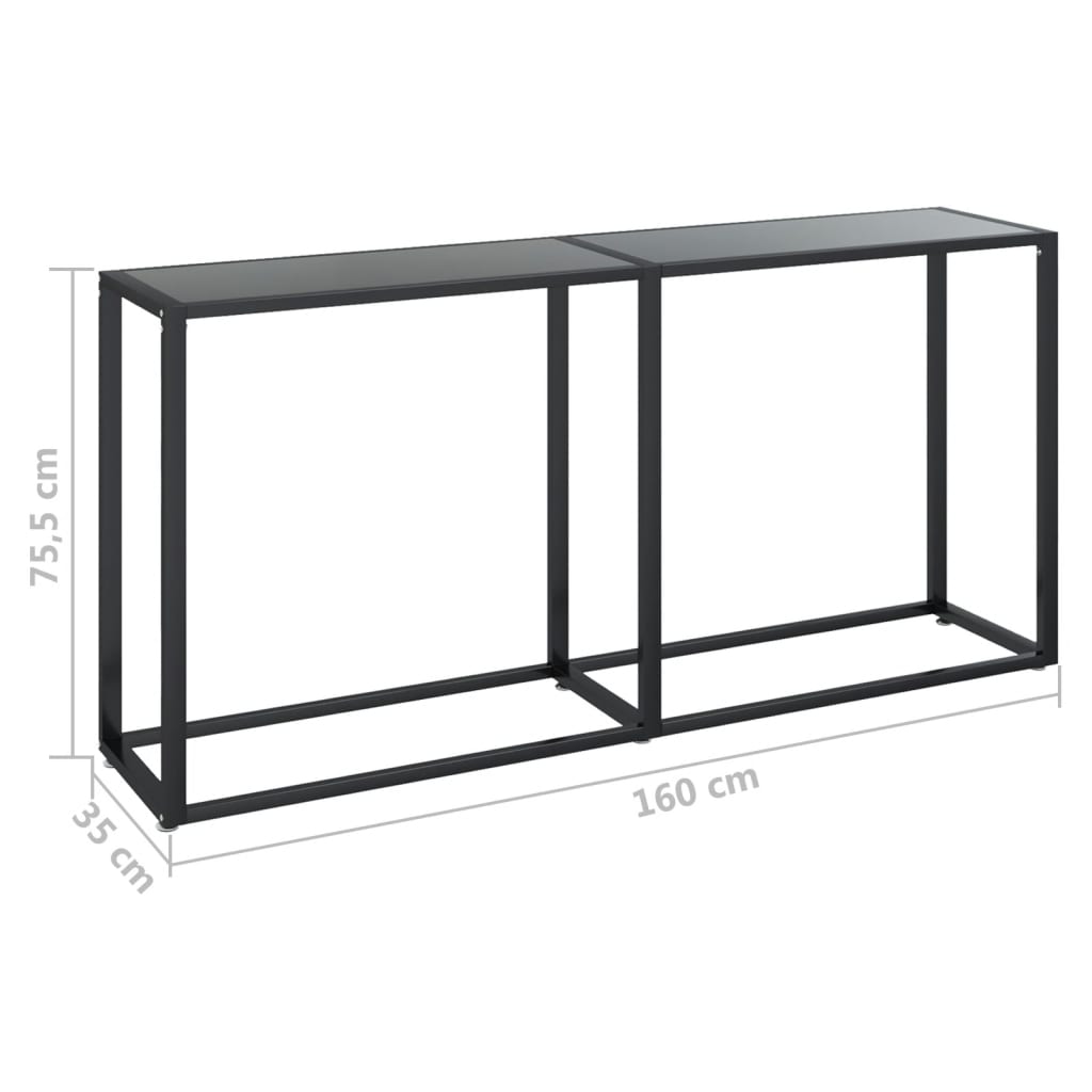 Console Table Black 160x35x75.5cm Tempered Glass