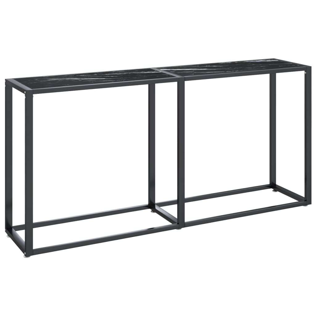 Console Table Black Marble 160x35x75.5cm Tempered Glass