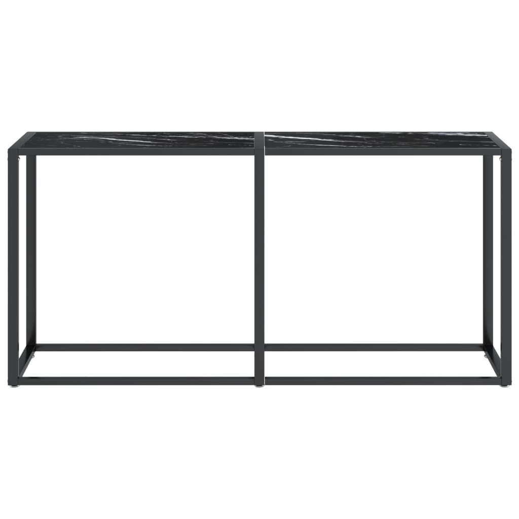 Console Table Black Marble 160x35x75.5cm Tempered Glass