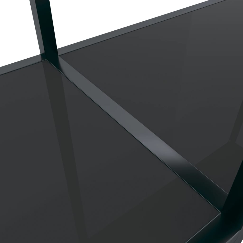 Console Table Black 140x35x75.5 cm Tempered Glass