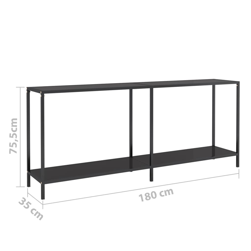 Console Table Black 180x35x75.5 cm Tempered Glass