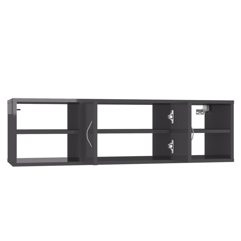 Wall Shelf High Gloss Grey 102x30x29 cm Engineered Wood