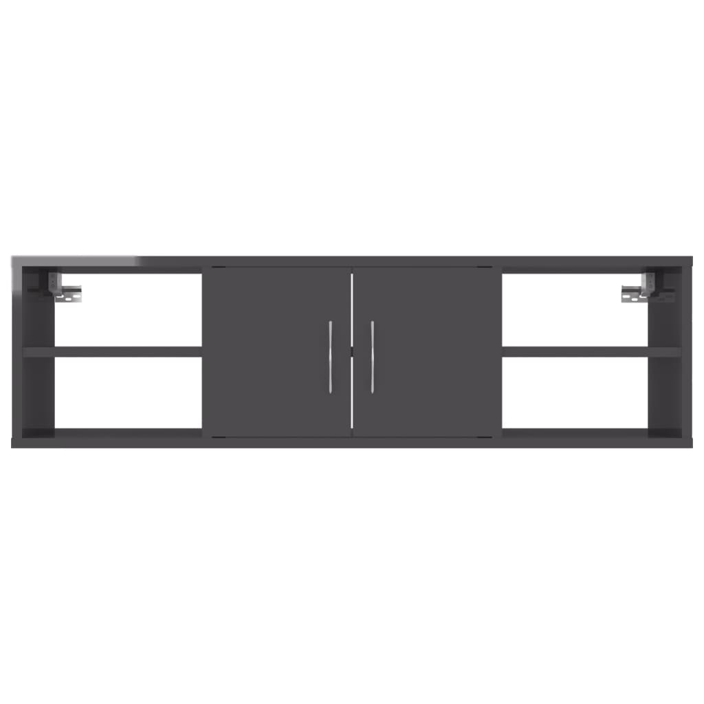 Wall Shelf High Gloss Grey 102x30x29 cm Engineered Wood