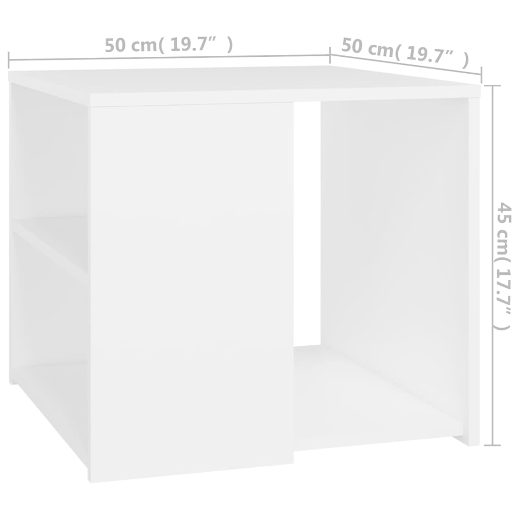 Side Table White 50x50x45 cm Engineered Wood