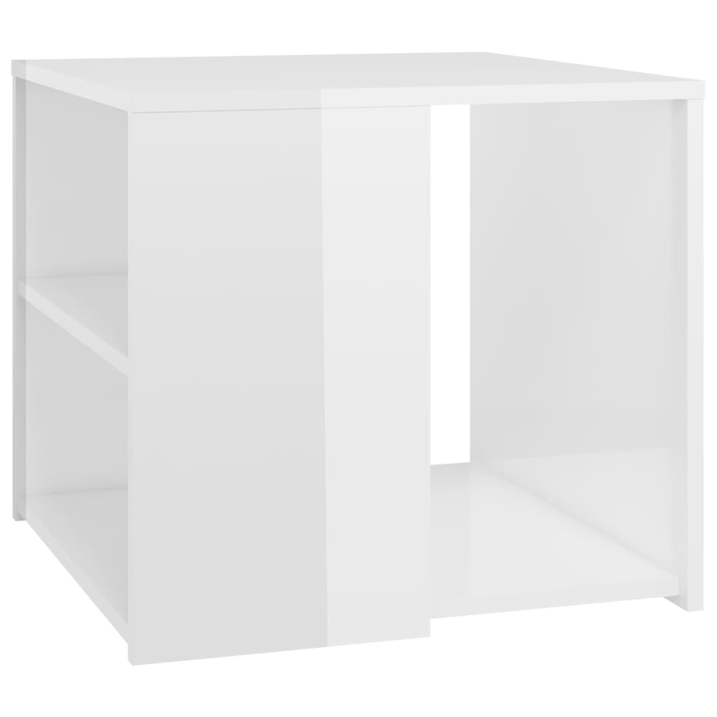 Side Table High Gloss White 50x50x45 cm Engineered Wood