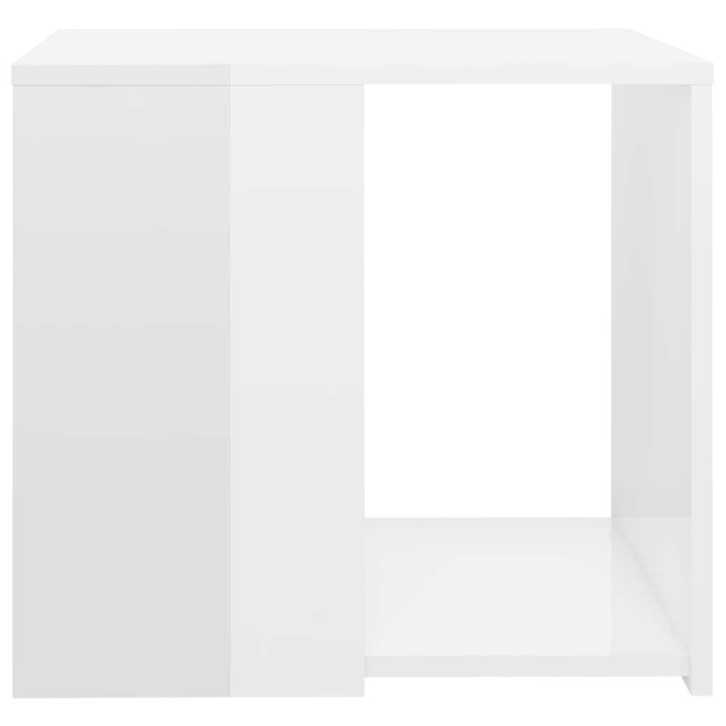 Side Table High Gloss White 50x50x45 cm Engineered Wood