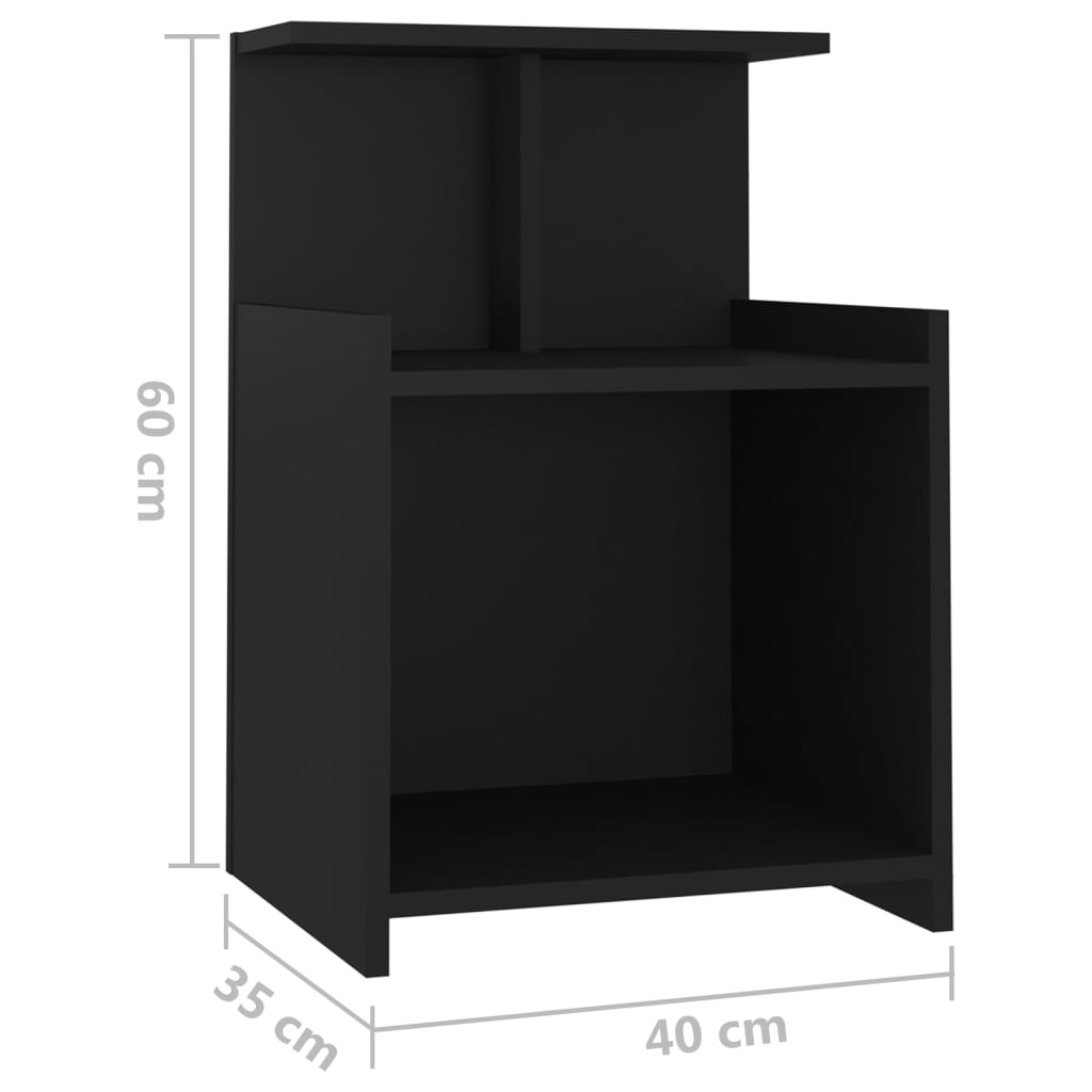 Bed Cabinets 2 pcs Black 40x35x60 cm Engineered Wood