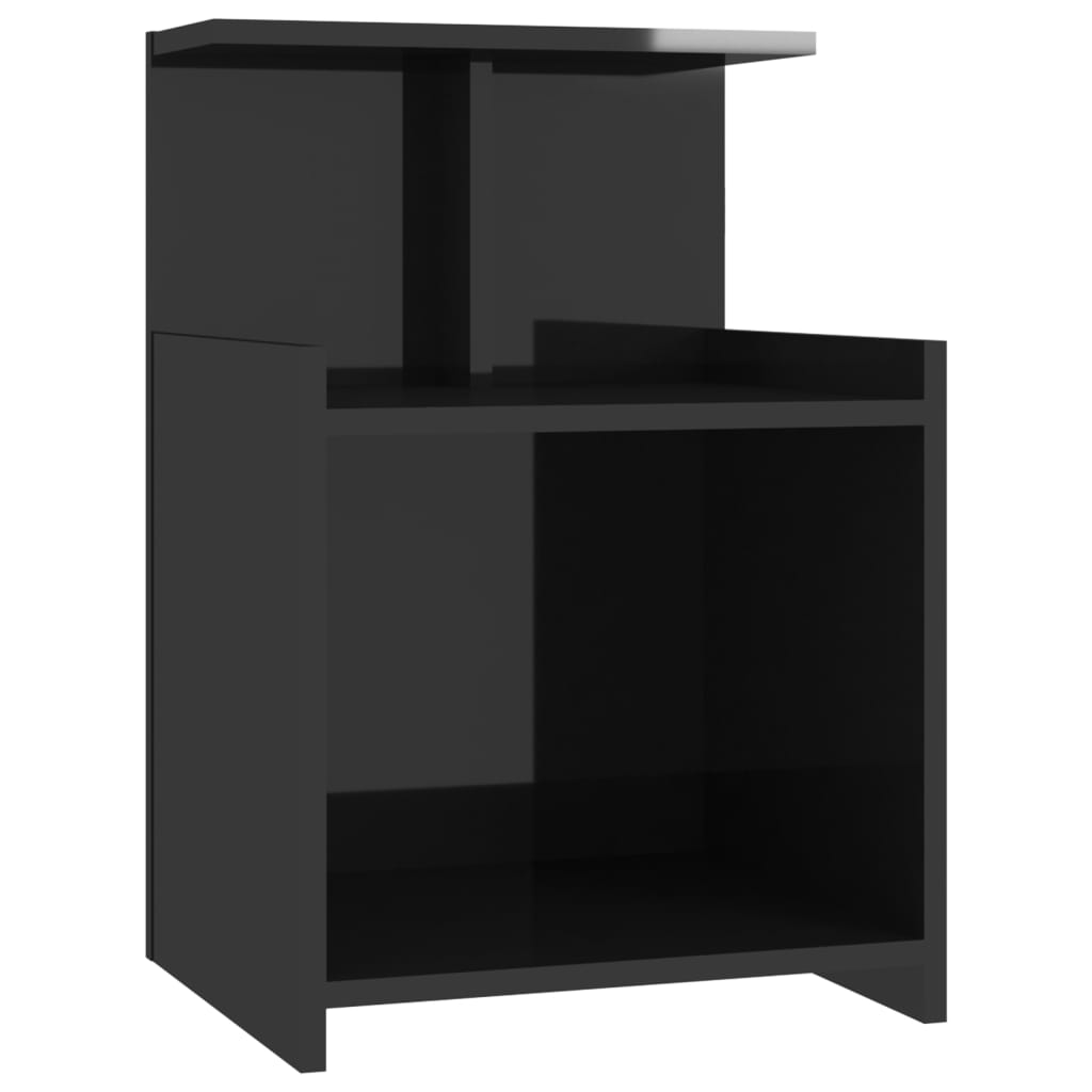 Bed Cabinet High Gloss Black 40x35x60 cm Engineered Wood