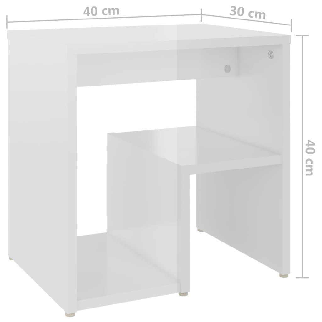 Bed Cabinets 2 pcs High Gloss White 40x30x40 cm Engineered Wood