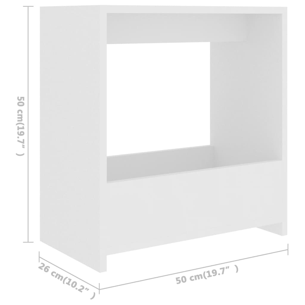 Side Table White 50x26x50 cm Engineered Wood