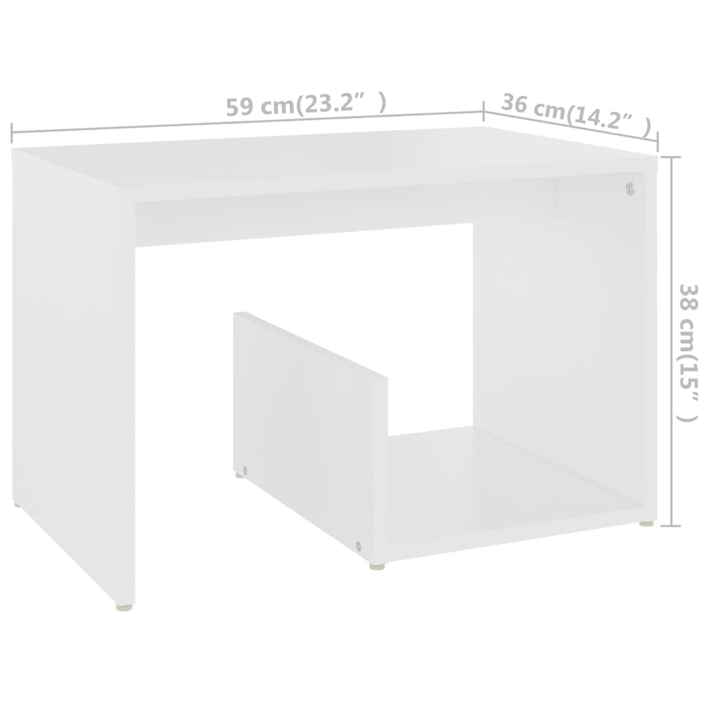 Side Table White 59x36x38 cm Engineered Wood