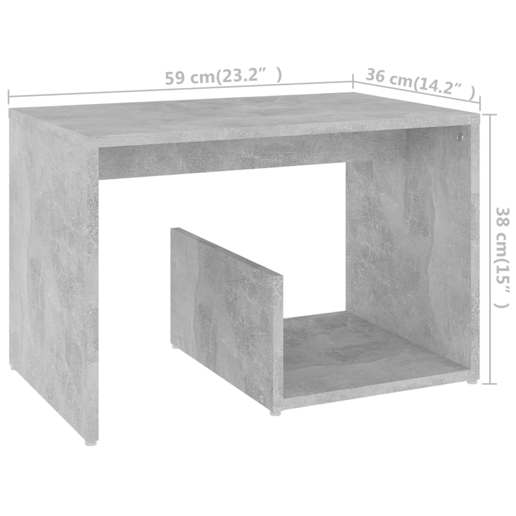 Side Table Concrete Grey 59x36x38 cm Engineered Wood