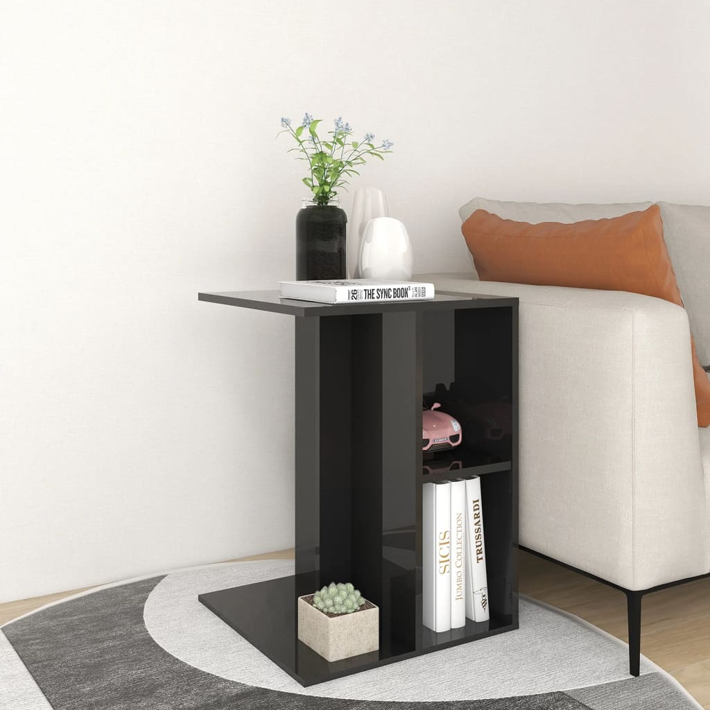 Side Table High Gloss Black 60x40x45 cm Engineered Wood