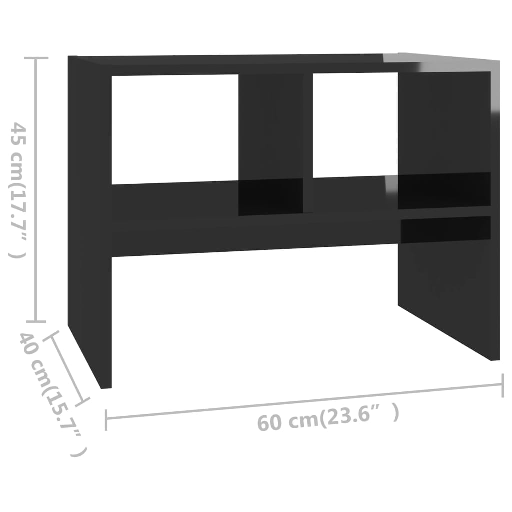 Side Table High Gloss Black 60x40x45 cm Engineered Wood