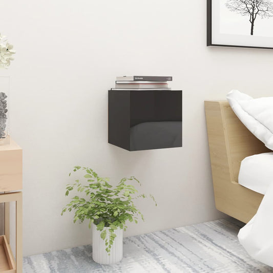 Bedside Cabinet High Gloss Black 30.5x30x30 cm Engineered Wood