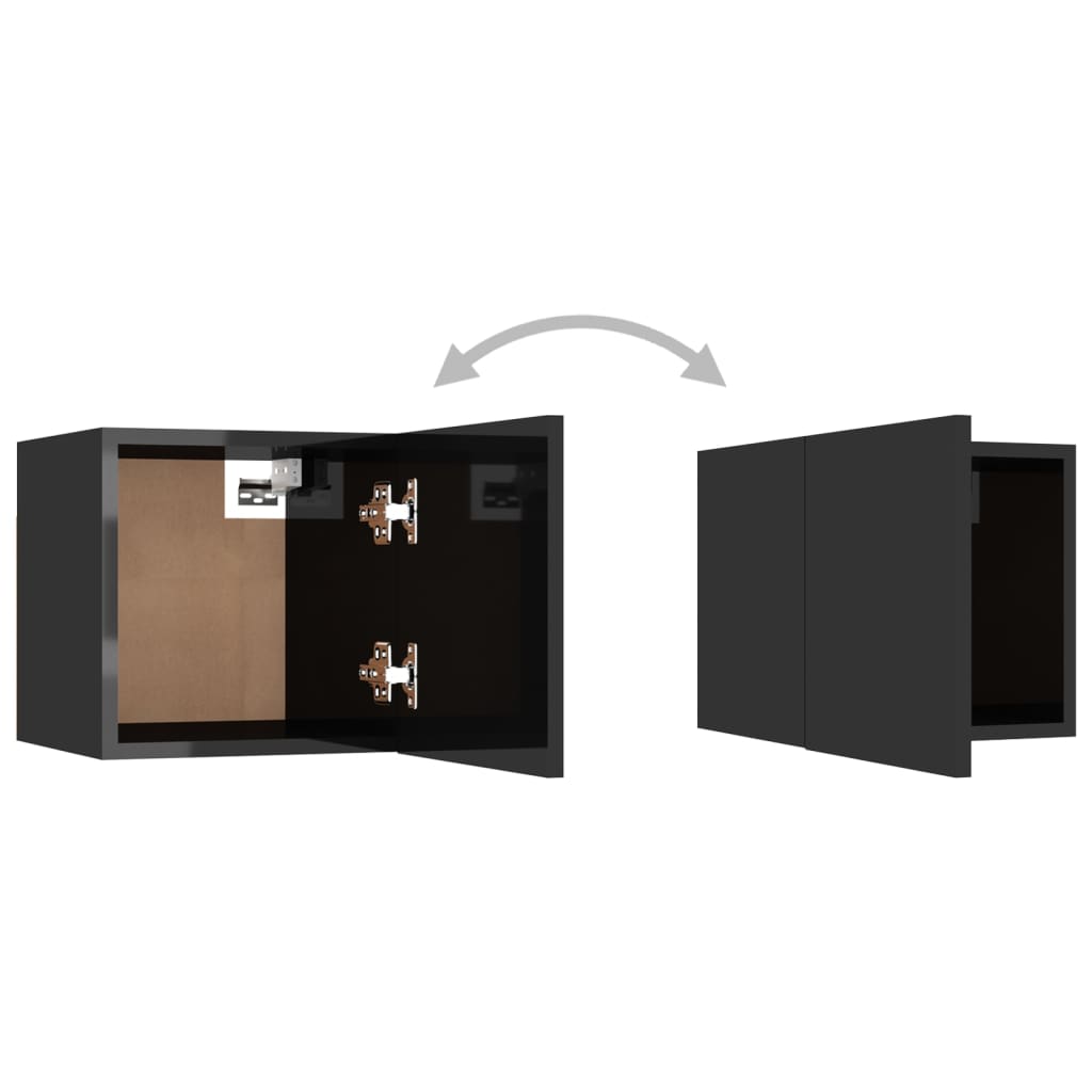 Bedside Cabinets 2 pcs High Gloss Black 30.5x30x30 cm Engineered Wood