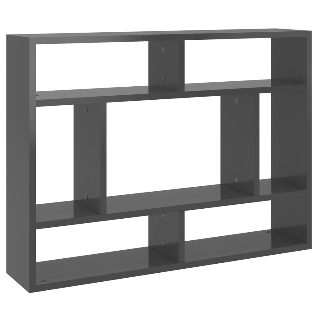 Wall Shelf High Gloss Grey 75x16x55 cm Engineered Wood