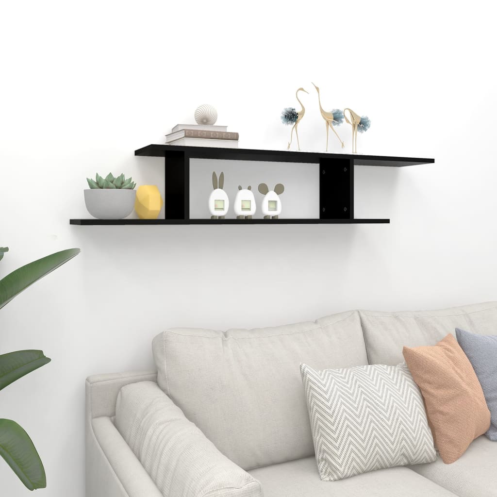 Wall-Mounted TV Shelf Black 125x18x23 cm Engineered Wood