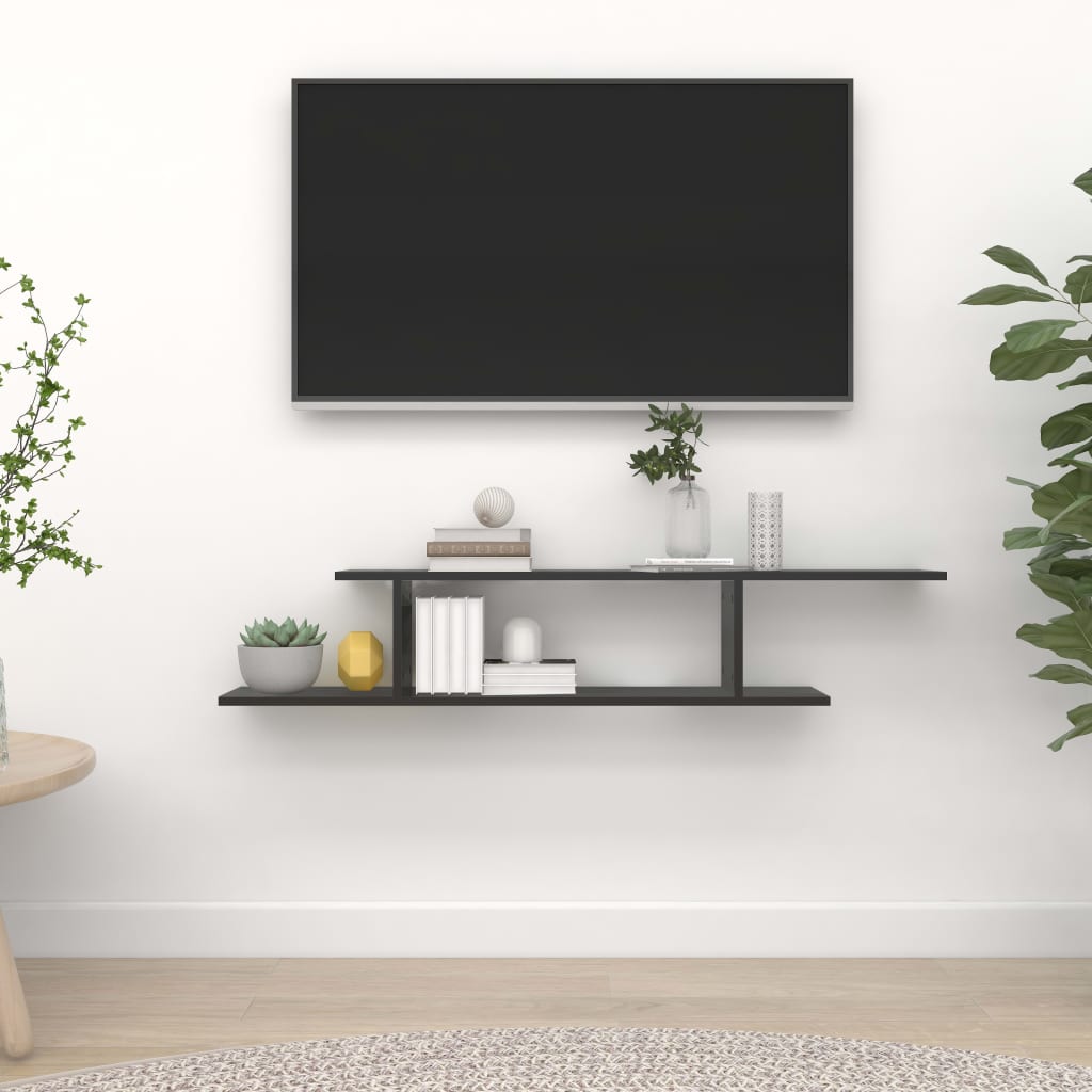 Wall-Mounted TV Shelf Black 125x18x23 cm Engineered Wood