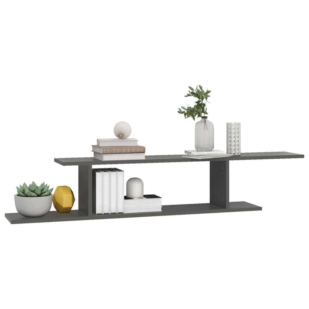 Wall-Mounted TV Shelf Grey 125x18x23 cm Engineered Wood