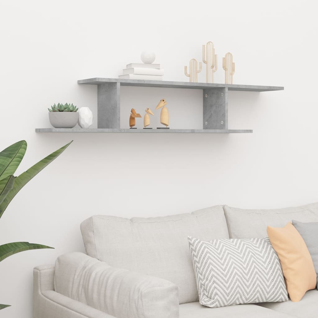 Wall-Mounted TV Shelf Concrete Grey 125x18x23 cm Engineered Wood